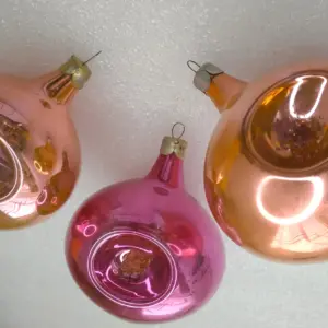 Set of 3 Antique Vintage USSR Silver Glass Christmas Ornaments