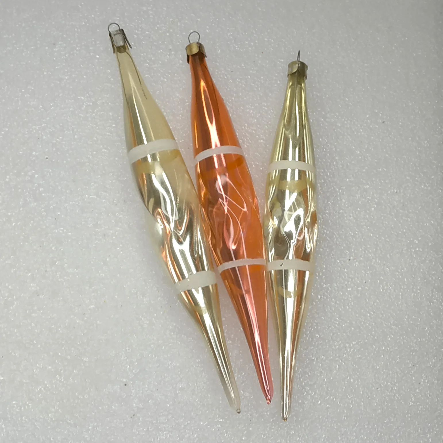 Set of 3 Antique Vintage USSR Glass Christmas Ornaments Icicles