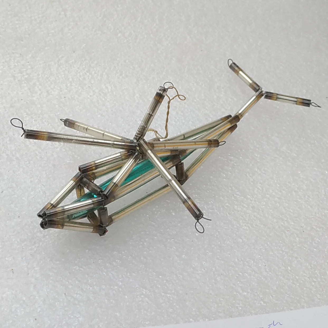 Antique Vintage Tube Glass Christmas Ornament USSR Helicopter