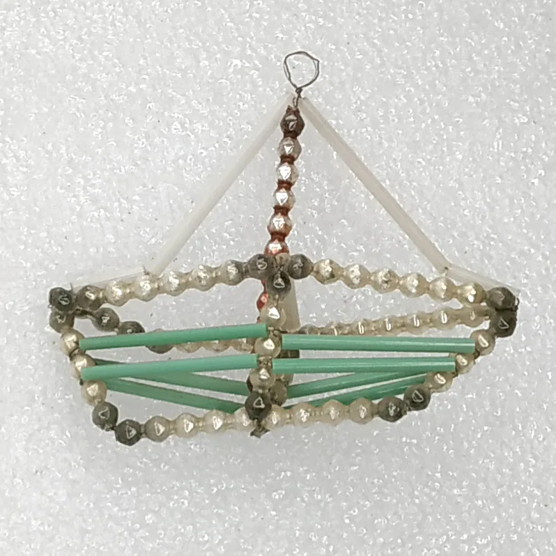 Antique Vintage Tube Glass Christmas Ornament USSR Boat