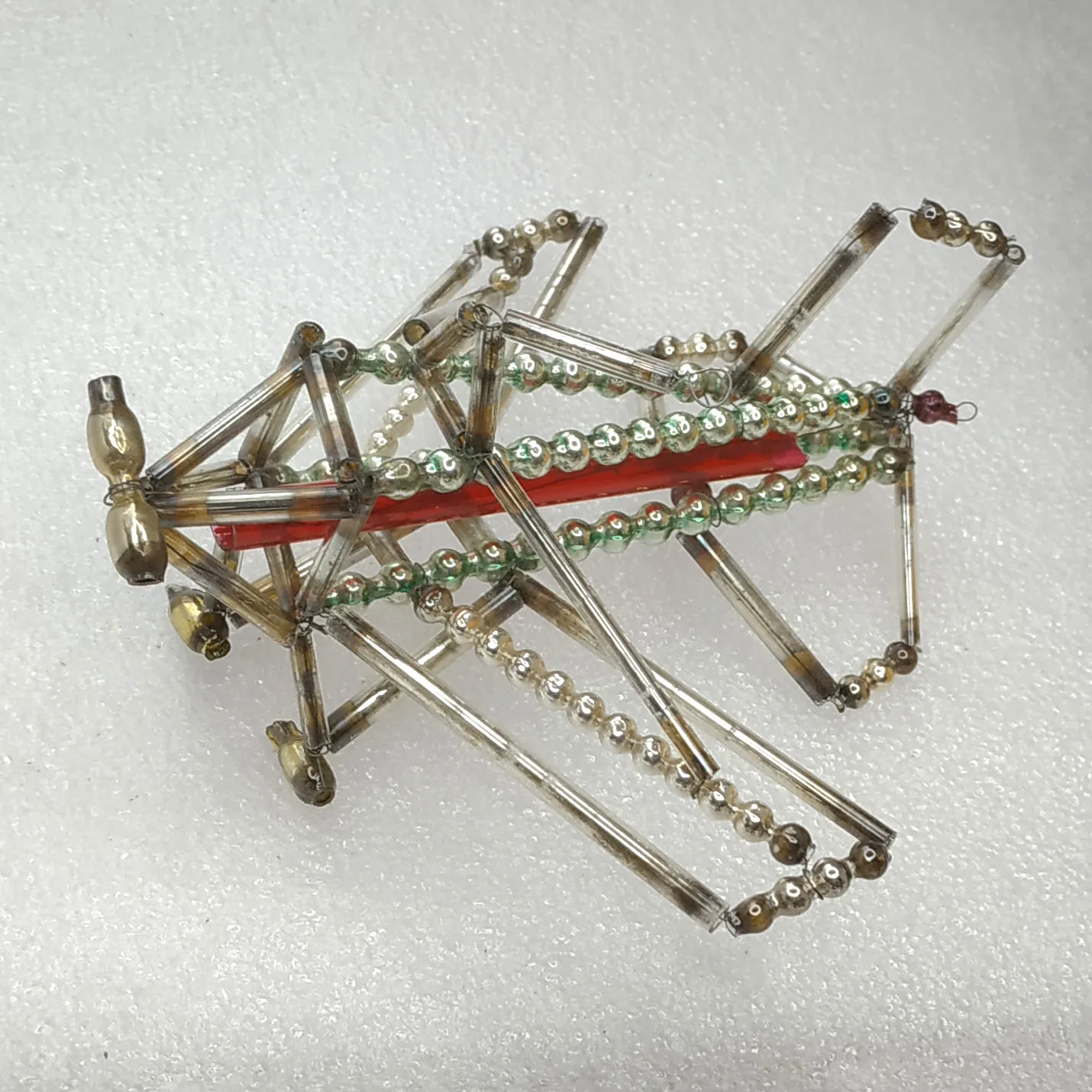 Antique Vintage Tube Glass Christmas Ornament Tree USSR Airplane
