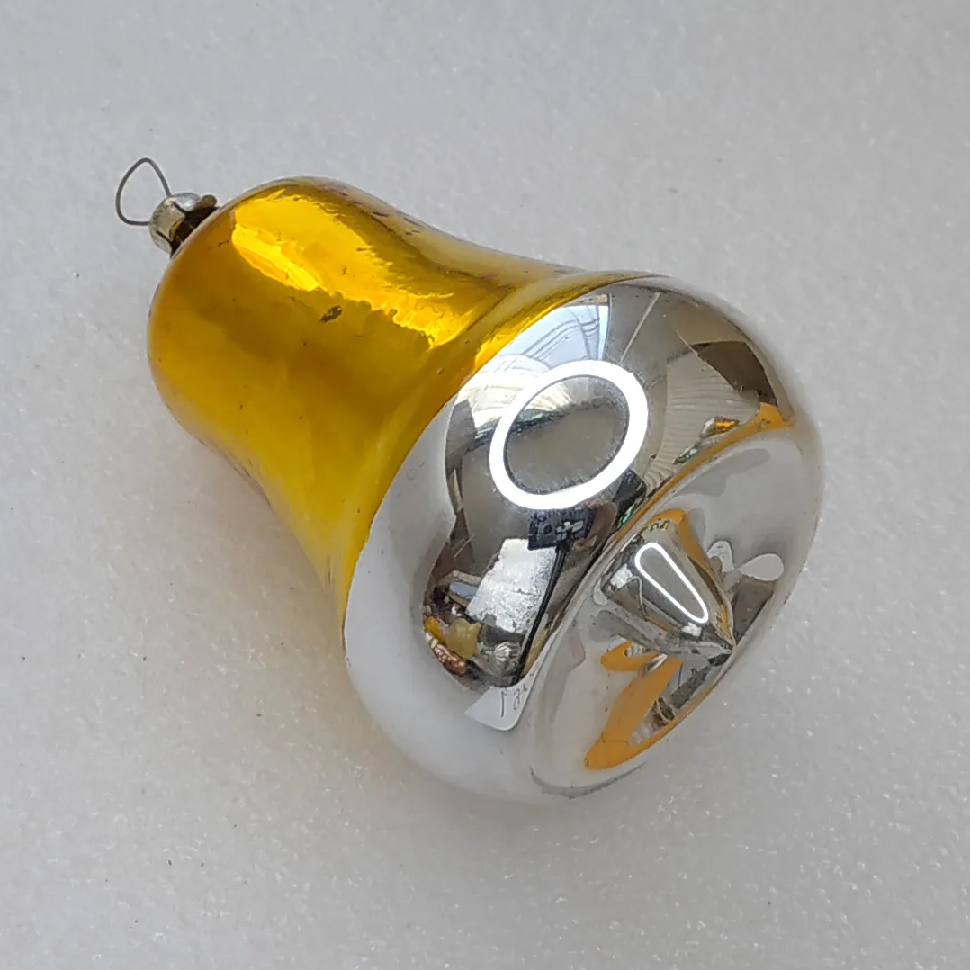 Antique Vintage Silver Glass Christmas Ornament USSR Bell