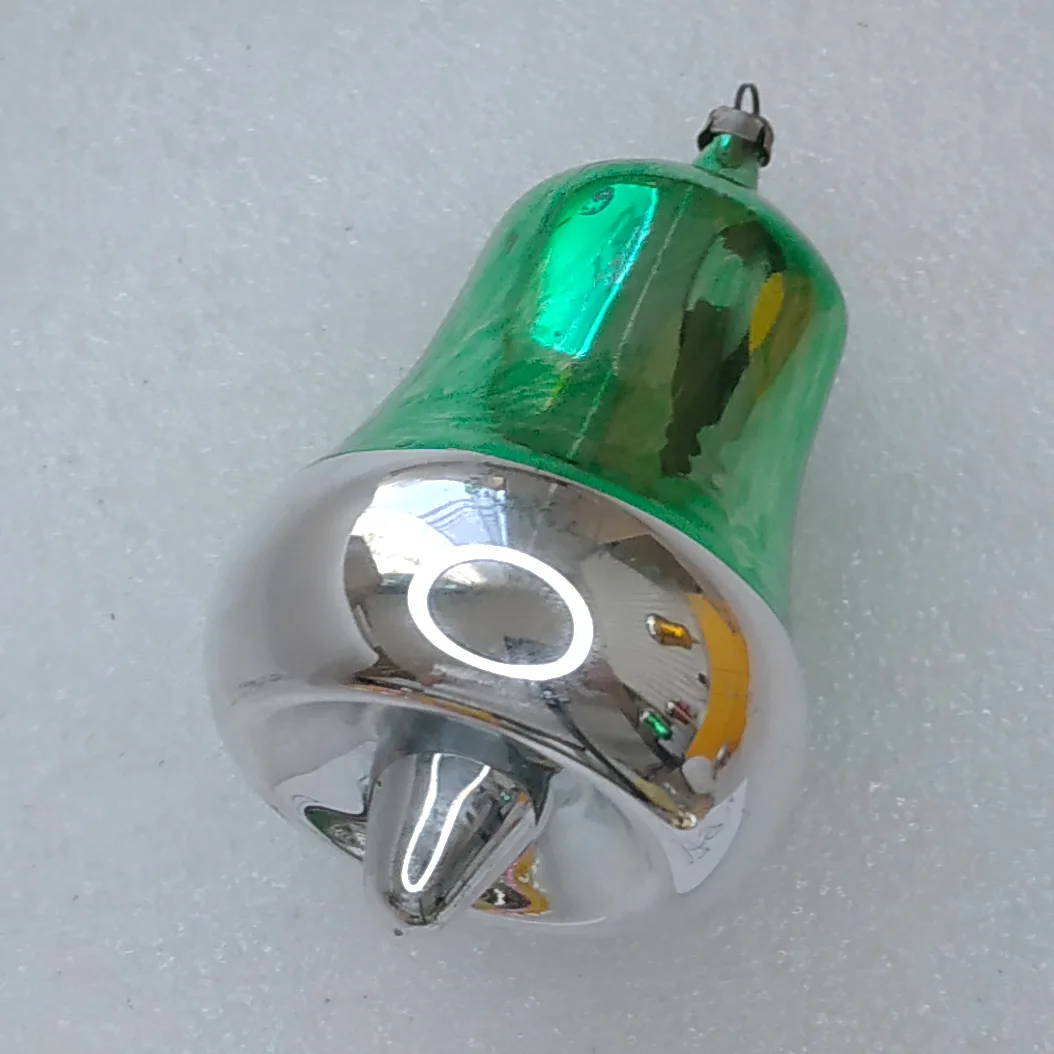 Antique Vintage Silver Glass Christmas Ornament USSR Bell