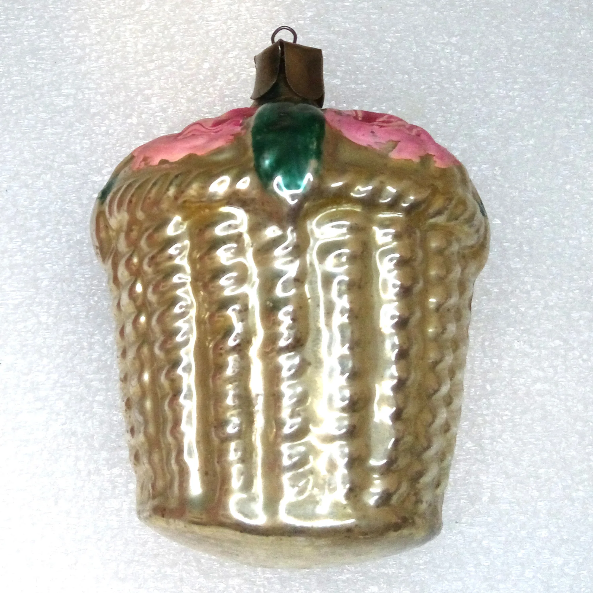 Vintage Ukrainian Glass Christmas Ornament Basket