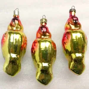 Set of 3 Vintage USSR Glass Christmas Ornament Tree Old Parrots