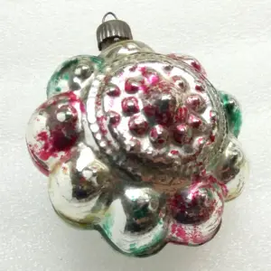 Vintage USSR Glass Christmas Ornament Tree Flower