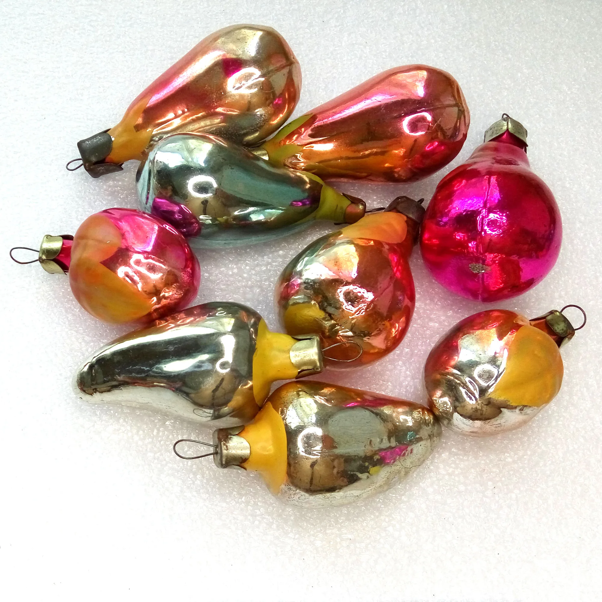 Set of 9 Vintage USSR Glass Christmas Ornaments Decor Fruits & Vegetable
