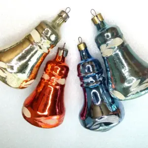 Set of 4 Vintage USSR Glass Christmas Ornaments Big Bells