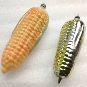 Set of 2 Vintage USSR Glass Christmas Ornament Old Corn