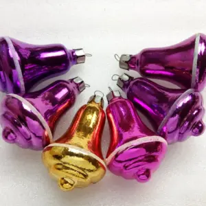Set of 6 Vintage USSR Glass Christmas Ornaments Fir-tre Bells