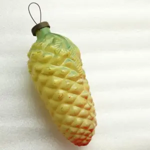 Huge Vintage USSR Glass Christmas Ornament Old Pinecone