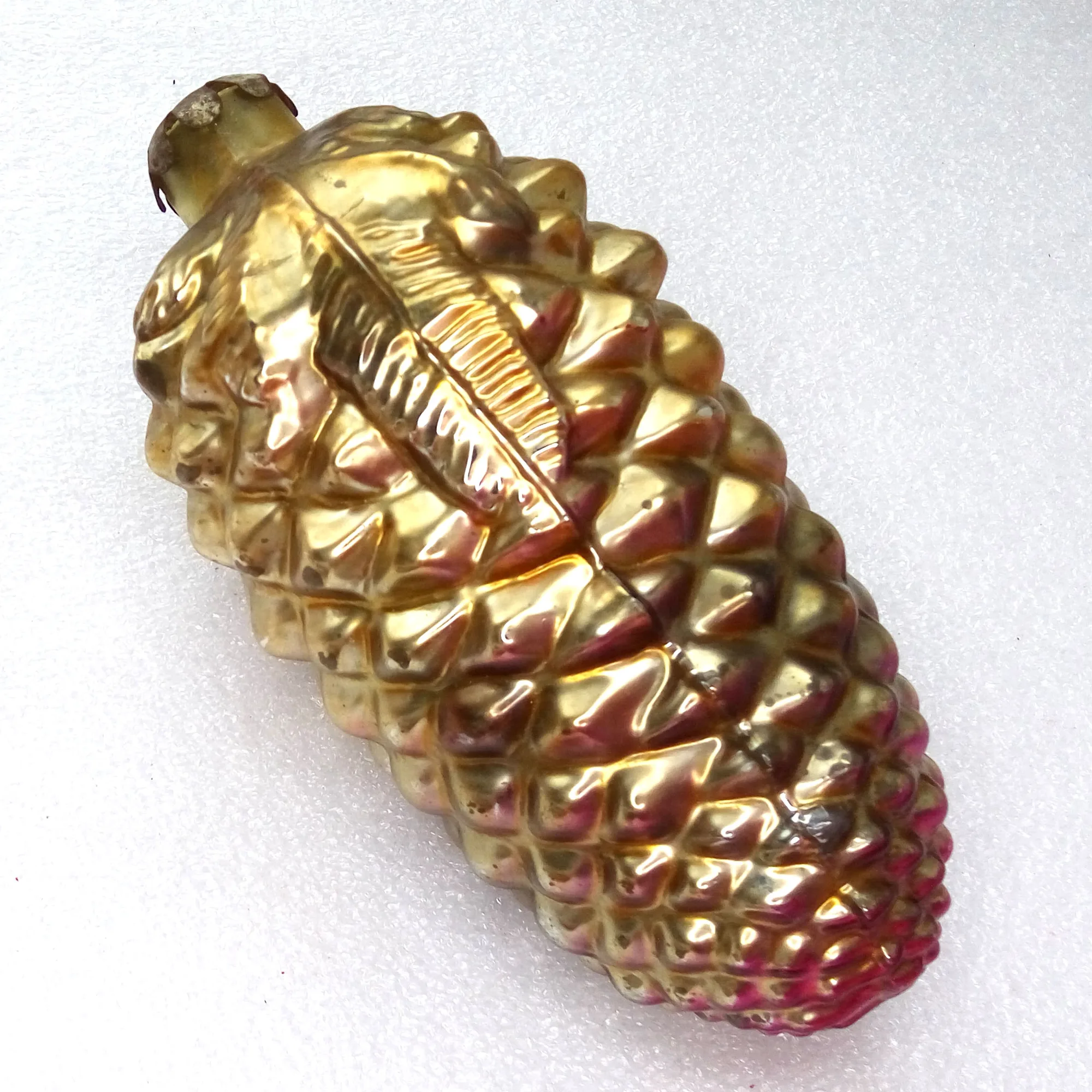 Huge Vintage Ukrainian Glass Christmas Ornament Pinecone