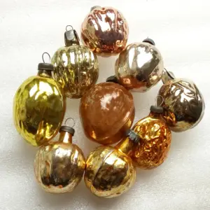 Set of 9 Vintage USSR Glass Christmas Ornaments Nuts