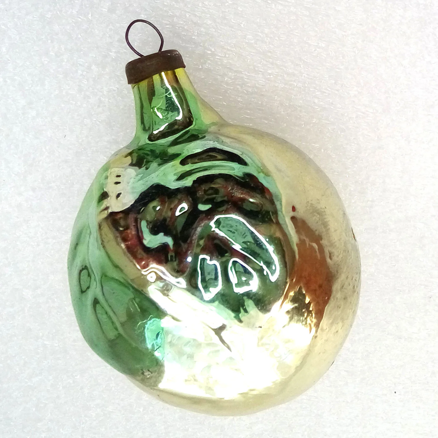 Vintage Ukrainian Glass Christmas Ornament Plum