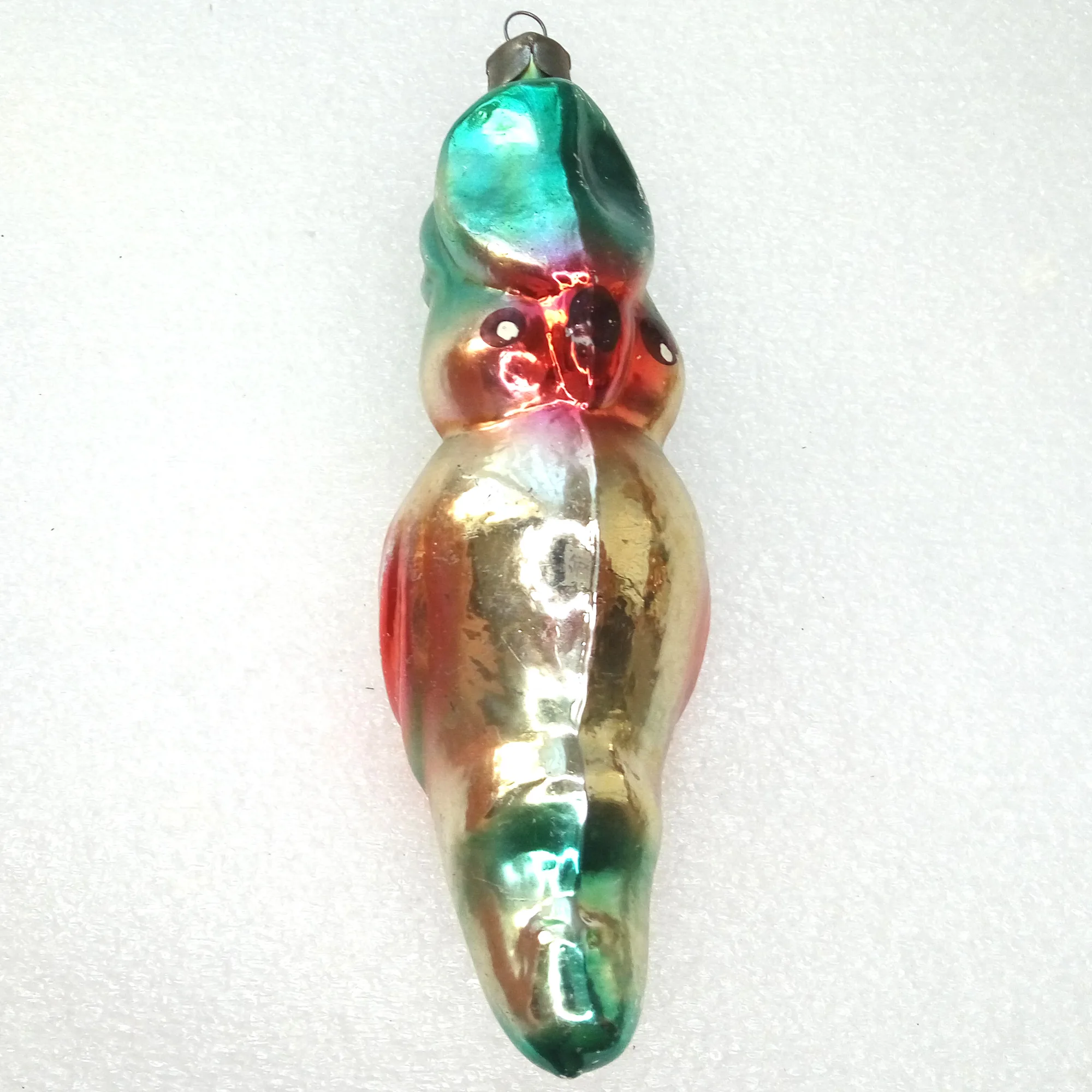 Vintage USSR Glass Christmas Ornament Parrot
