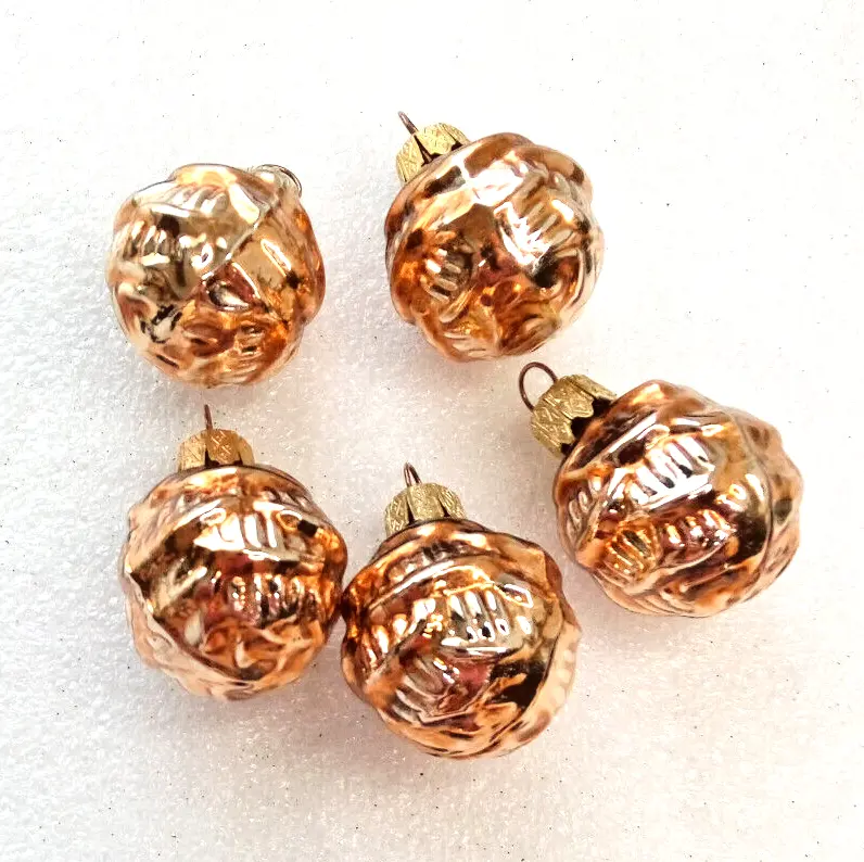 New Modern Ukrainian Glass Christmas Ornament Set of 5 Nuts