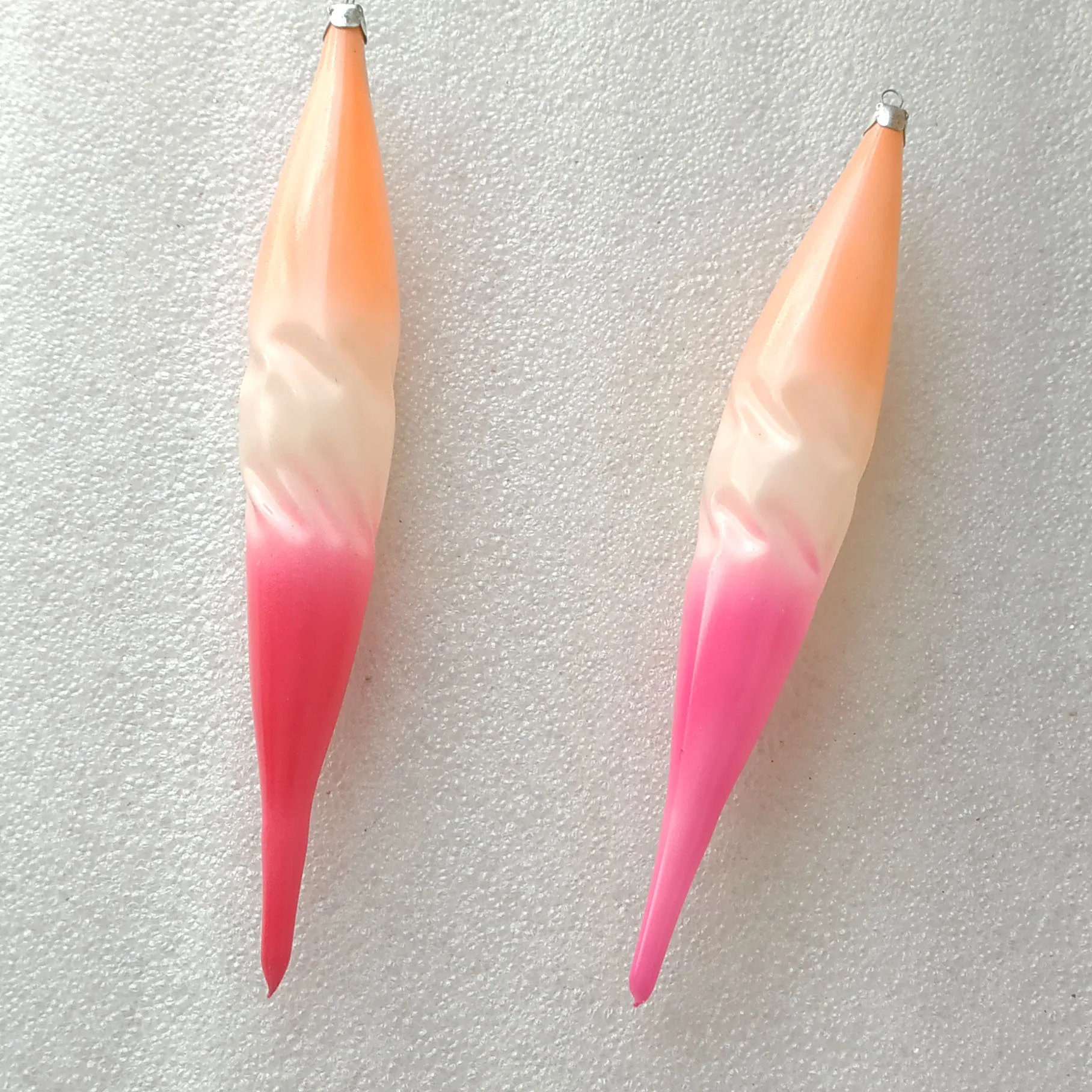 Set of 2 Antique Vintage Russian Glass Christmas Ornaments Icicles