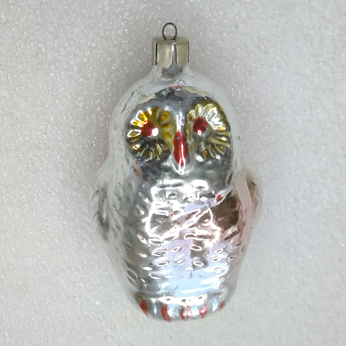 Antique Vintage Russian Glass Christmas Ornament Owl