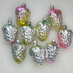 Set of 9 Antique Vintage Russian Glass Christmas Ornaments Grapes