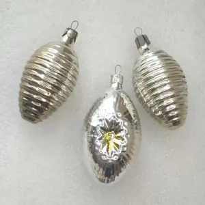 Set of 3 Antique Vintage Russian Glass Christmas Ornaments