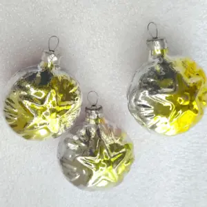 Set of 3 Antique Vintage Russian Glass Christmas Ornaments Stars