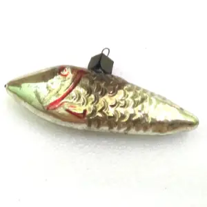 Vintage USSR Glass Christmas Ornament Old Fish