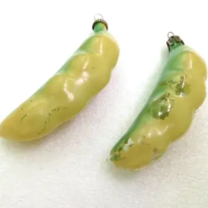 Set of 2 Vintage USSR Glass Christmas Ornaments Beans