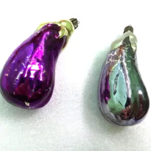 Set of 2 Vintage USSR Glass Christmas Ornaments Egg Plants