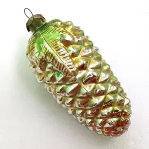 Huge Vintage USSR Glass Christmas Ornament Pinecone