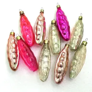 Set of 10 Vintage USSR Glass Christmas Ornaments Old Peas