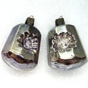 Set of 2 Vintage USSR Glass Christmas Ornament Lanterns