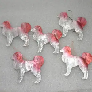 Set of 5 Antique Vintage USSR Dresden Cardboard Christmas Ornament Dogs