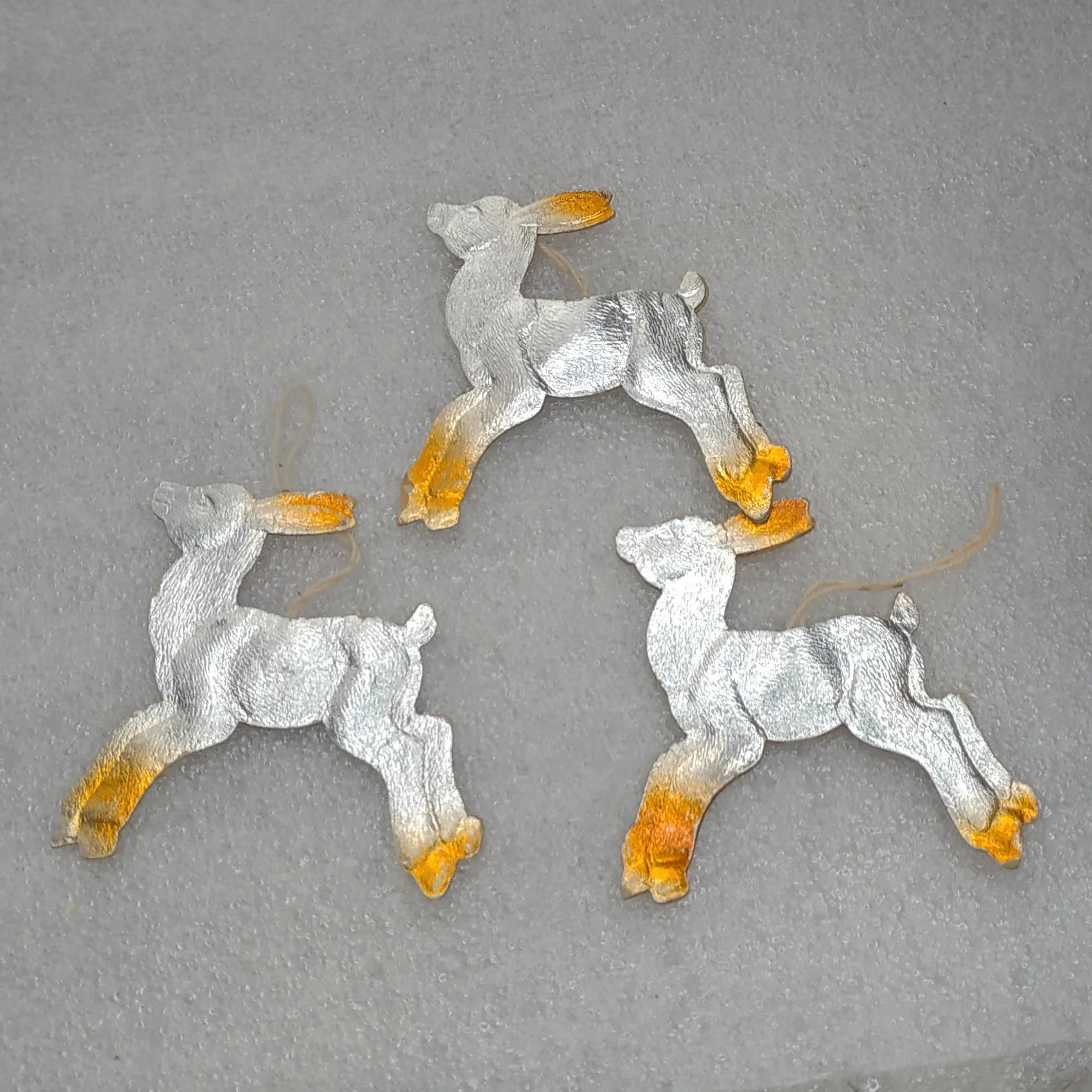 Set of 3 Antique Vintage USSR Dresden Cardboard Christmas Ornament Goat