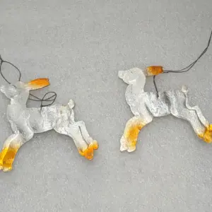 Set of 2 Antique Vintage USSR Dresden Cardboard Christmas Ornament Goat