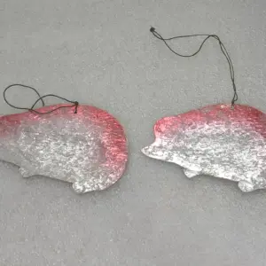 Set of 2 Antique Vintage USSR Dresden Cardboard Christmas Ornaments Decor Hedgehog