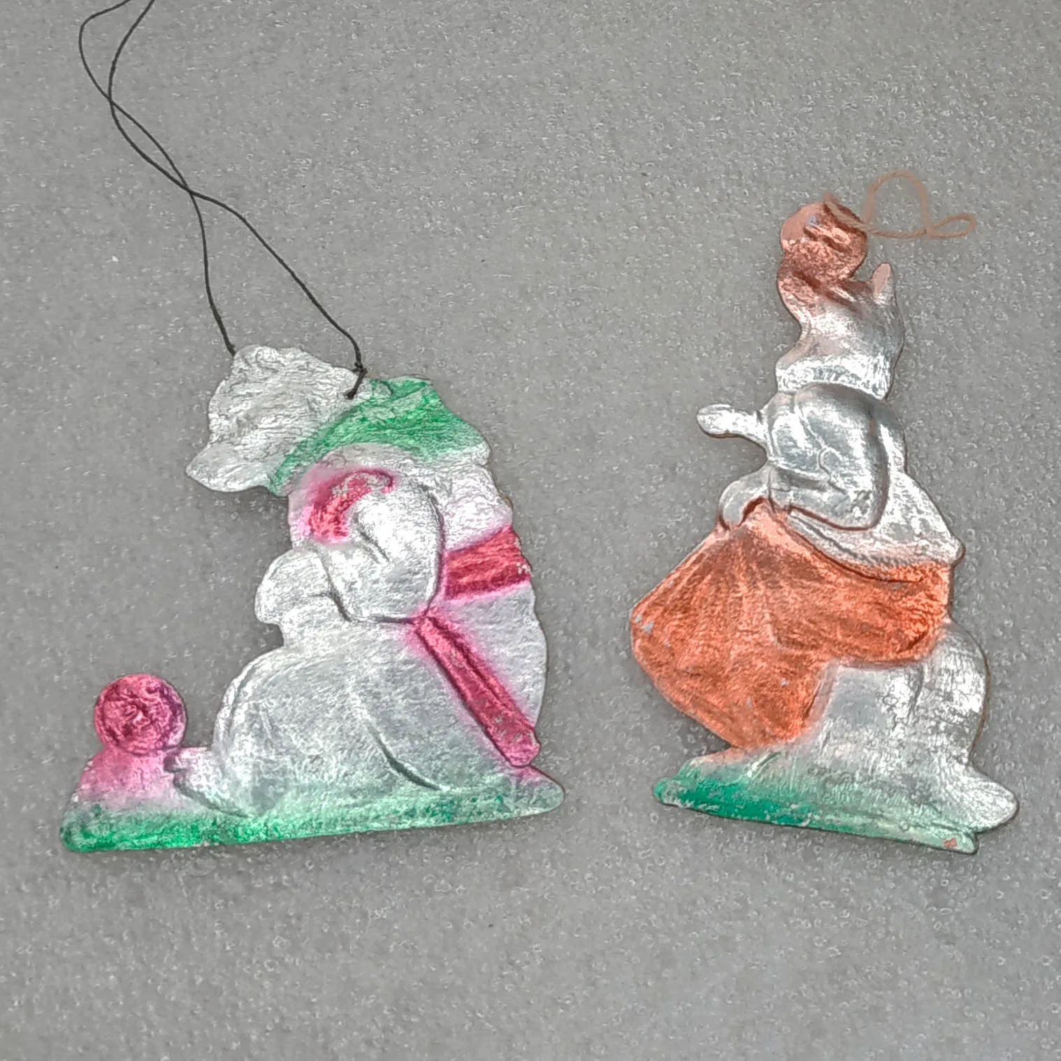 Set of 2 Antique Vintage USSR Cardboard Christmas Ornaments Fox &Bear from Kolobok
