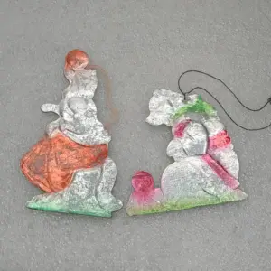 Set of 2 Antique Vintage USSR Cardboard Christmas Ornaments Fox &Bear from Kolobok