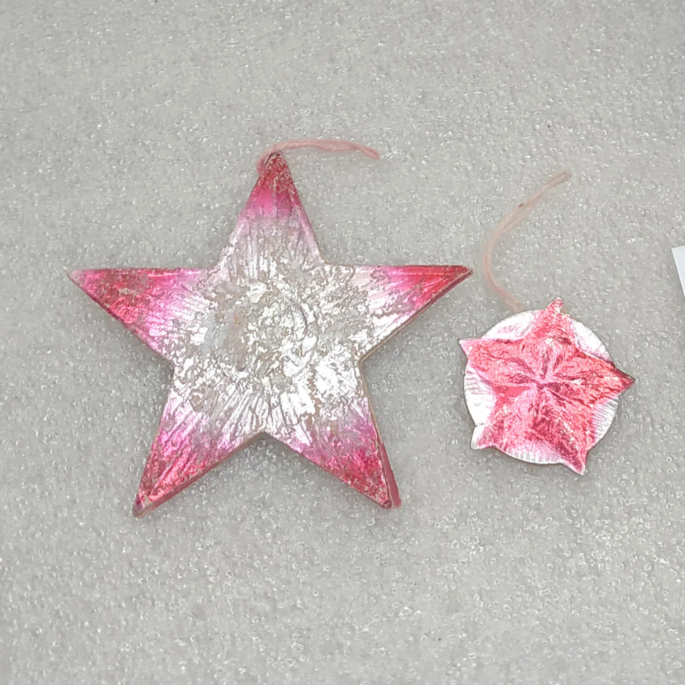 Set of 2 Antique Vintage USSR Cardboard Christmas Propaganda Ornaments Tree Stars