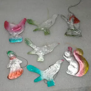 Set of 7 Antique Vintage USSR Cardboard Christmas Ornaments