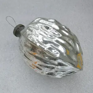 Antique Vintage Mercury Glass Christmas Ornament Tree Decor Huge Walnut