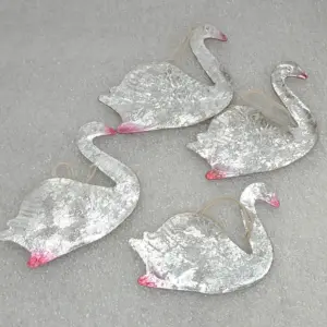 Set of 6 Antique Vintage USSR Cardboard Christmas Ornaments Swans