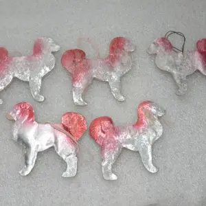 Set of 5 Antique Vintage USSR Dresden Cardboard Christmas Ornament Dogs