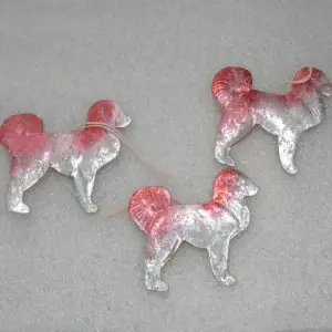 Set of 3 Antique Vintage USSR Dresden Cardboard Christmas Ornament Dogs