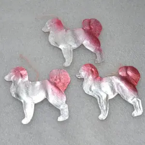 Set of 3 Antique Vintage USSR Dresden Cardboard Christmas Ornament Dogs