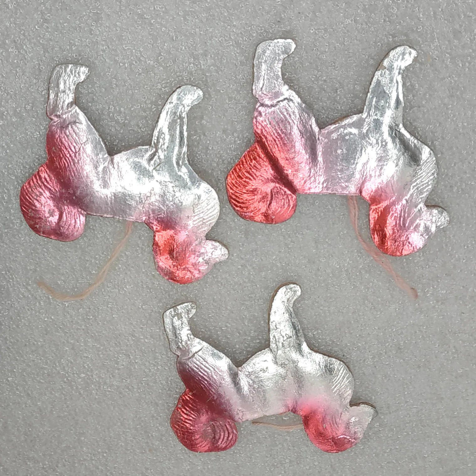Set of 3 Antique Vintage USSR Dresden Cardboard Christmas Ornament Dogs