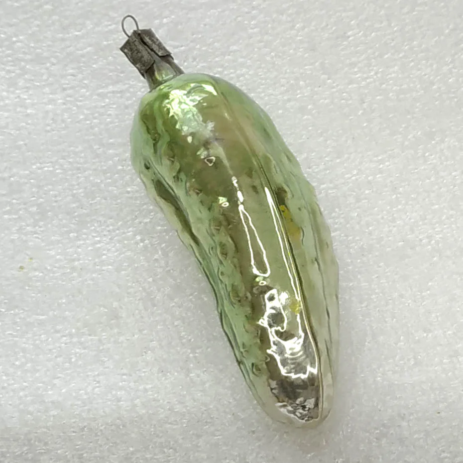 Vintage Christmas Silver Glass Ornament Tree USSR Antique Decor Pickle