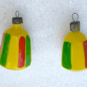 Set of 2 Vintage Glass Christmas Ornaments USSR Tree Lanterns