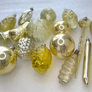 Set of 17 Vintage Silver Glass Christmas USSR Ornaments Antique
