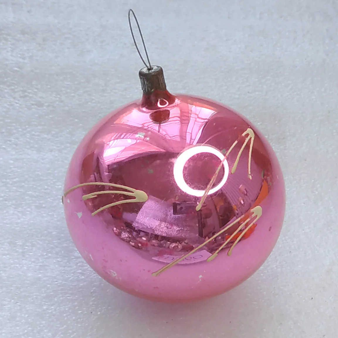 Vintage Silver Glass Christmas Ornament Antique Ball with Comets