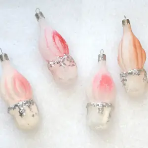 Set of 4 Vintage Glass Christmas USSR Ornaments Tree Antique Candles